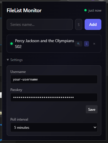 FileList Monitor popup